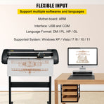 Vinyl Cutter, 28inch Paper Feed Cutting Plotter Bundle, Adjustable Force & Speed Vinyl Printer with Powerful Stepper Motors, Signmaster Software Bundle Kit Compatible with Windows System