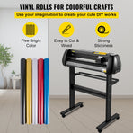 Vinyl Cutter, 28inch Paper Feed Cutting Plotter Bundle, Adjustable Force & Speed Vinyl Printer with Powerful Stepper Motors, Signmaster Software Bundle Kit Compatible with Windows System