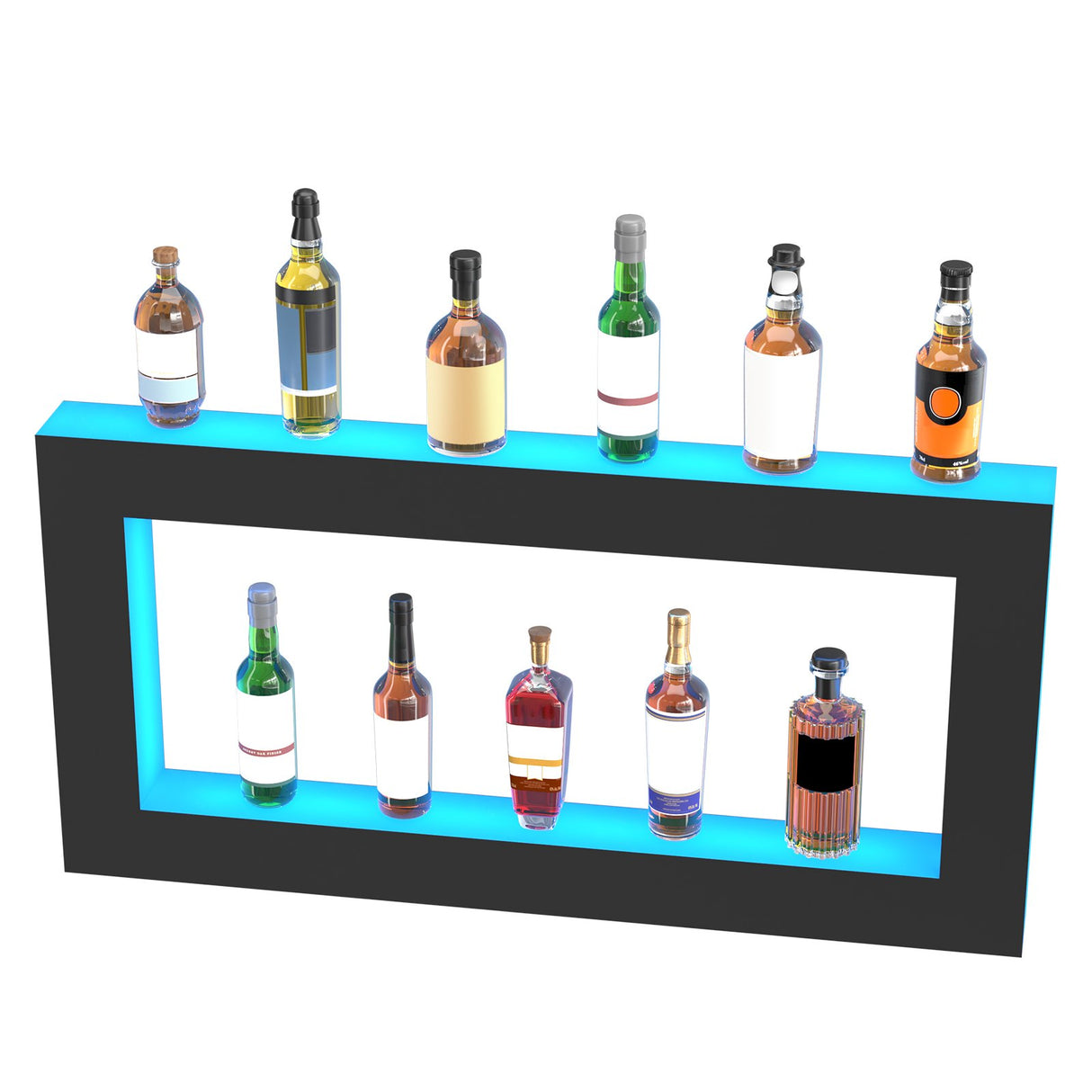VEVOR LED Lighted Liquor Bottle Display Bar Shelf RF & App Control 1210 mm