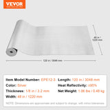 VEVOR Double Reflective Insulation Roll Foam Core Radiant Barrier 120 x 48 Inch / 3 x 1.2M - Close-Up Angle