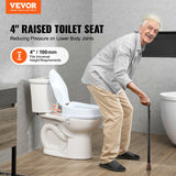 VEVOR Raised Toilet Seat, 100 mm Height Raised, 136 kg Weight Capacity, Universal Toilet Seat Riser, Screw Rod Locking, with Toilet Seat, for Elderly, Handicap, Patient, Pregnant, Medical - Front View