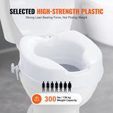 VEVOR Raised Toilet Seat, 100 mm Height Raised, 136 kg Weight Capacity, Universal Toilet Seat Riser, Screw Rod Locking, with Toilet Seat, for Elderly, Handicap, Patient, Pregnant, Medical - Top-Down View