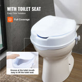 VEVOR Raised Toilet Seat, 100 mm Height Raised, 136 kg Weight Capacity, Universal Toilet Seat Riser, Screw Rod Locking, with Toilet Seat, for Elderly, Handicap, Patient, Pregnant, Medical - Rear View
