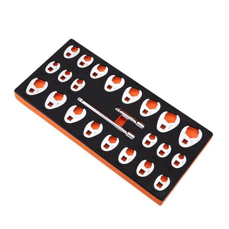 3/8" Drive Crowfoot Wrench Set with 2 Extension Bars, 24-Piece Crows Foot Wrench Set, SAE 3/8"-1" and Metric, image 9