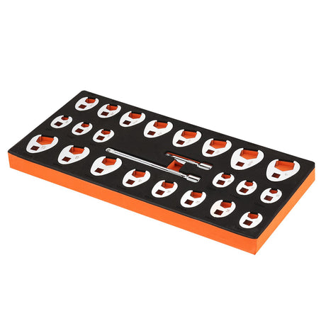 3/8" Drive Crowfoot Wrench Set with 2 Extension Bars, 24-Piece Crows Foot Wrench Set, SAE 3/8"-1" and Metric, image 10