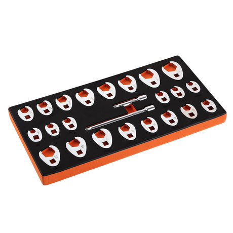 3/8" Drive Crowfoot Wrench Set with 2 Extension Bars, 24-Piece Crows Foot Wrench Set, SAE 3/8"-1" and Metric, image 11