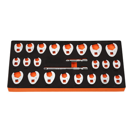 3/8" Drive Crowfoot Wrench Set with 2 Extension Bars, 24-Piece Crows Foot Wrench Set, SAE 3/8"-1" and Metric, image 12