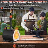 VEVOR Propane Forge Portable, Single Burner Tool and Knife Making, Large Capacity Blacksmith Farrier Forges, Mini Furnace Blacksmithing, Gas Forging Tools and Equipment, Complete Kit - Top-Down View