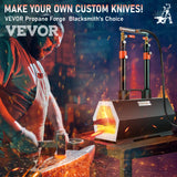 VEVOR Propane Forge Portable, Double Burner Tool and Knife Making, Large Capacity Blacksmith Farrier Forges, Mini Furnace Blacksmithing, Gas Forging Tools and Equipment, Complete Kit - Front View