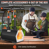 VEVOR Propane Forge Portable, Double Burner Tool and Knife Making, Large Capacity Blacksmith Farrier Forges, Mini Furnace Blacksmithing, Gas Forging Tools and Equipment, Complete Kit - Top-Down View
