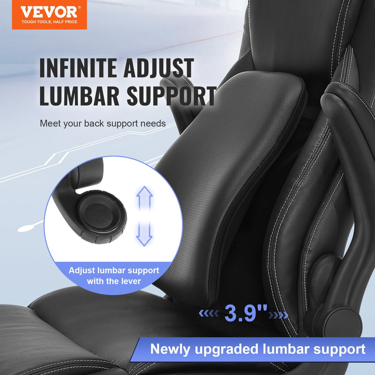 VEVOR Executive Office Chair with Cutting-edge Adjustable Lumbar Support High Back PU Leather Office Chair Ergonomic for Back Pain with Padded Flip-up Arms