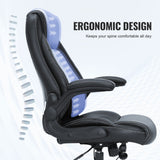 VEVOR Executive Office Chair with Cutting-edge Adjustable Lumbar Support, High Back PU Leather Office Chair Ergonomic for Back Pain, with Padded Flip-