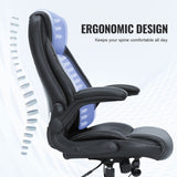 VEVOR Executive Office Chair with Cutting-edge Adjustable Lumbar Support High Back PU Leather Office Chair Ergonomic for Back Pain with Padded Flip-up Arms - Top-Down View