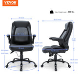 VEVOR Executive Office Chair with Cutting-edge Adjustable Lumbar Support High Back PU Leather Office Chair Ergonomic for Back Pain with Padded Flip-up Arms - Close-Up Angle