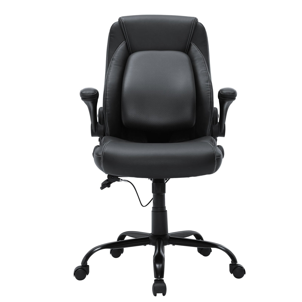 VEVOR Executive Office Chair with Cutting-edge Adjustable Lumbar Support High Back PU Leather Office Chair Ergonomic for Back Pain with Padded Flip-up Arms