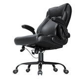 VEVOR Executive Office Chair with Cutting-edge Adjustable Lumbar Support, High Back PU Leather Office Chair Ergonomic for Back Pain, with Padded Flip-