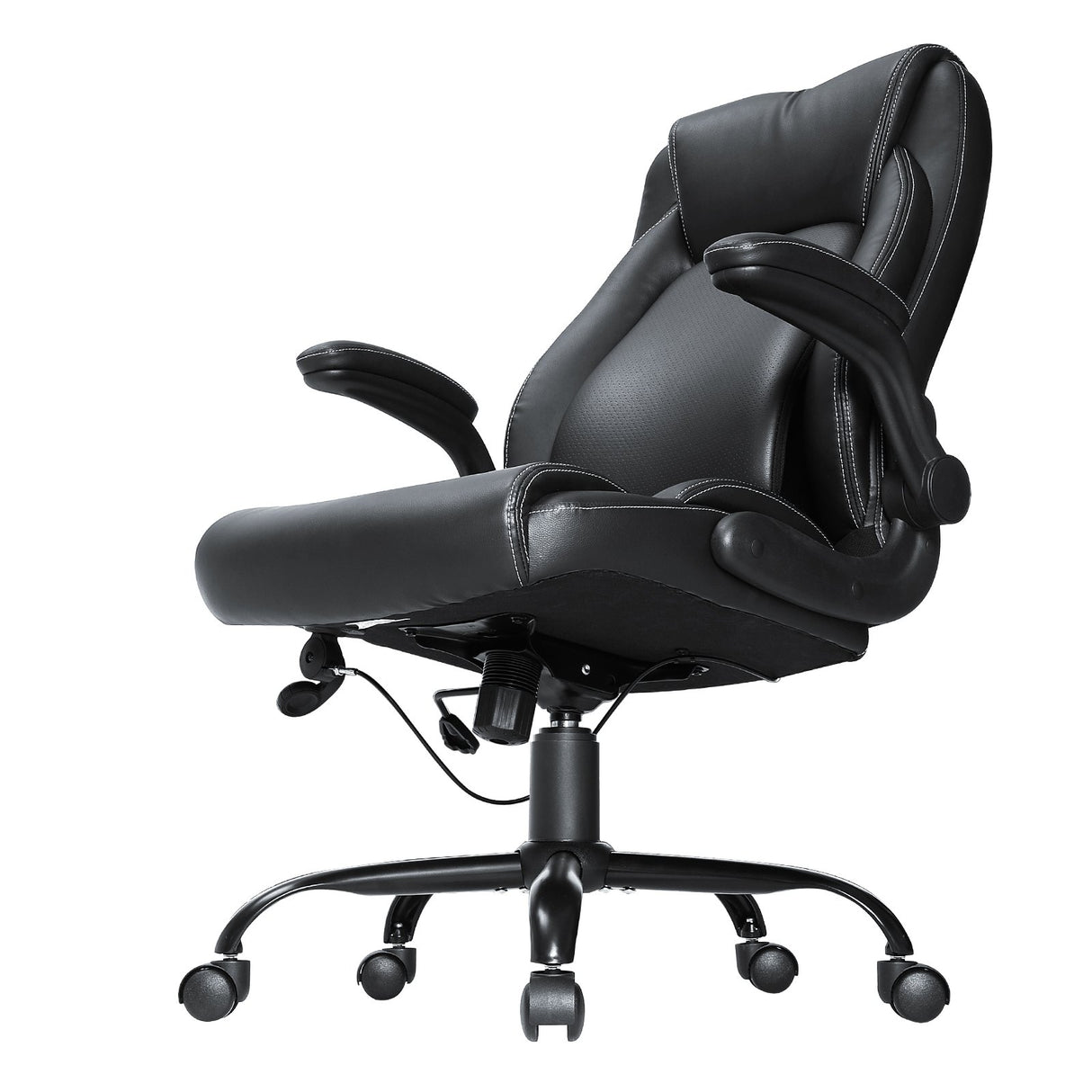 VEVOR Executive Office Chair with Cutting-edge Adjustable Lumbar Support High Back PU Leather Office Chair Ergonomic for Back Pain with Padded Flip-up Arms