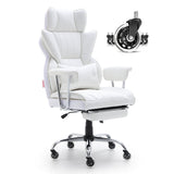 VEVOR Reclining Office Chair with Footrest, Heavy Duty PU Leather Wide Office Chair, Big and Tall Executive Office Chairs with Lumbar Support, Strong