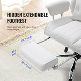 VEVOR Reclining Office Chair with Footrest, Heavy Duty PU Leather Wide Office Chair, Big and Tall Executive Office Chairs with Lumbar Support, Strong