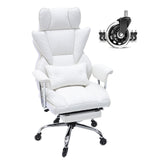 VEVOR Reclining Office Chair with Footrest, Heavy Duty PU Leather Wide Office Chair, Big and Tall Executive Office Chairs with Lumbar Support, Strong