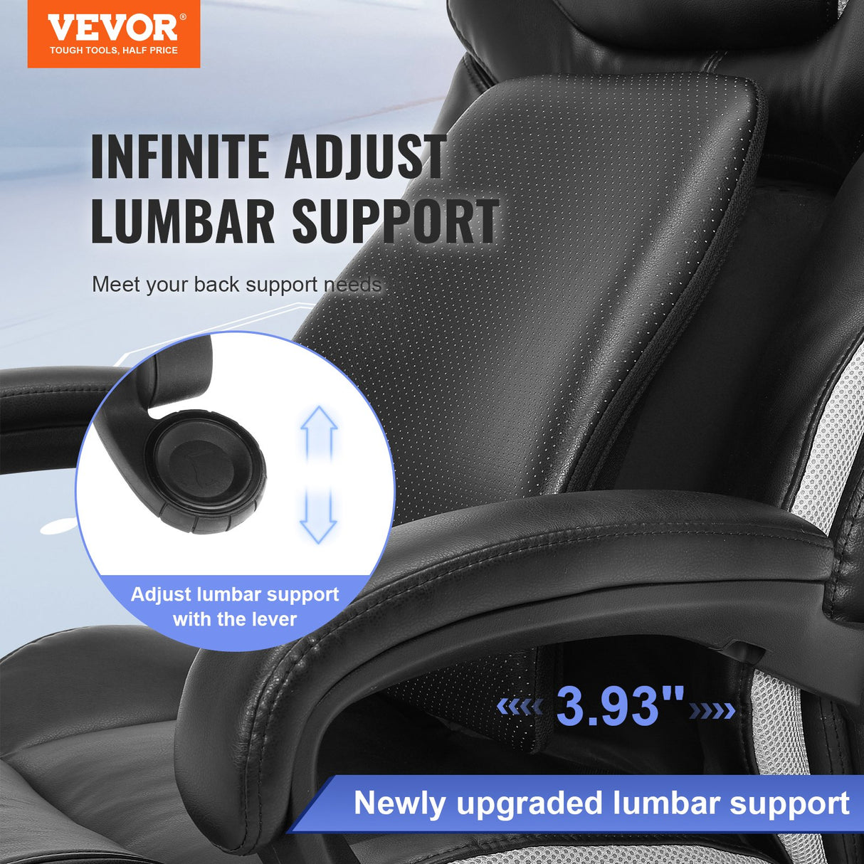 VEVOR Heavy Duty Executive Office Chair with Cutting-edge Adjustable Lumbar Support for Long Hours Big and Tall 400lbs Office Chair Wide Thick Padded Strong Metal Base Quiet Wheels