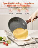 Frying Pan Skillet, Aluminum Egg Fry Pans, 3 Piece Set (250, 280, 325 mm), Nonsitck Heavy-Duty Skillets with Heat-Resistant Handle, Chef's Kitchen Cookware, for Gas, Electric, Induction, Grey - Top-Down View