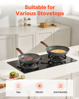 Frying Pan Skillet, Aluminum Egg Fry Pans, 3 Piece Set (250, 280, 325 mm), Nonsitck Heavy-Duty Skillets with Heat-Resistant Handle, Chef's Kitchen Cookware, for Gas, Electric, Induction, Grey - Rear View