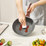 Frying Pan Skillet, Aluminum Egg Fry Pans, 3 Piece Set (250, 280, 325 mm), Nonsitck Heavy-Duty Skillets with Heat-Resistant Handle, Chef's Kitchen Cookware, for Gas, Electric, Induction, Grey - Low Angle