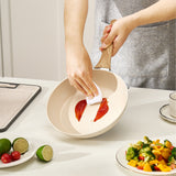 Frying Pan Skillet, Aluminum Egg Fry Pans, 3 Pcs (200, 240, 280 mm), Nonsitck Ceramic Heavy-Duty Skillets with Heat-Resistant Handle, Chef's Kitchen Cookware for Gas, Electric, Induction, Beige - Low Angle
