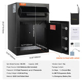 2.5 Cub Depository Safe, Deposit Safe with Drop Slot, Electronic Code Lock and 2 Emergency Keys, 20.27'' x 13.97'' x 13.97'' Business Drop Slot Safe for Cash, Mail in Home, Hotel, Office - Close-Up Angle