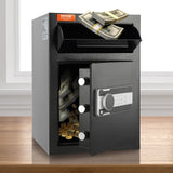 2.5 Cub Depository Safe, Deposit Safe with Drop Slot, Electronic Code Lock and 2 Emergency Keys, 20.27'' x 13.97'' x 13.97'' Business Drop Slot Safe for Cash, Mail in Home, Hotel, Office - Low Angle