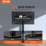 VEVOR TV Stand Mount Swivel Tall TV Stand for 32 to 65 inch TVs Height Adjustable Portable Floor TV Stand with Tempered Glass Base for Bedroom Living Room - Side View