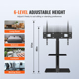 VEVOR TV Stand Mount Swivel Tall TV Stand for 32 to 65 inch TVs Height Adjustable Portable Floor TV Stand with Tempered Glass Base for Bedroom Living Room - Top-Down View