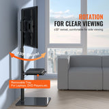 VEVOR TV Stand Mount Swivel Tall TV Stand for 32 to 65 inch TVs Height Adjustable Portable Floor TV Stand with Tempered Glass Base for Bedroom Living Room - 45-Degree Angle