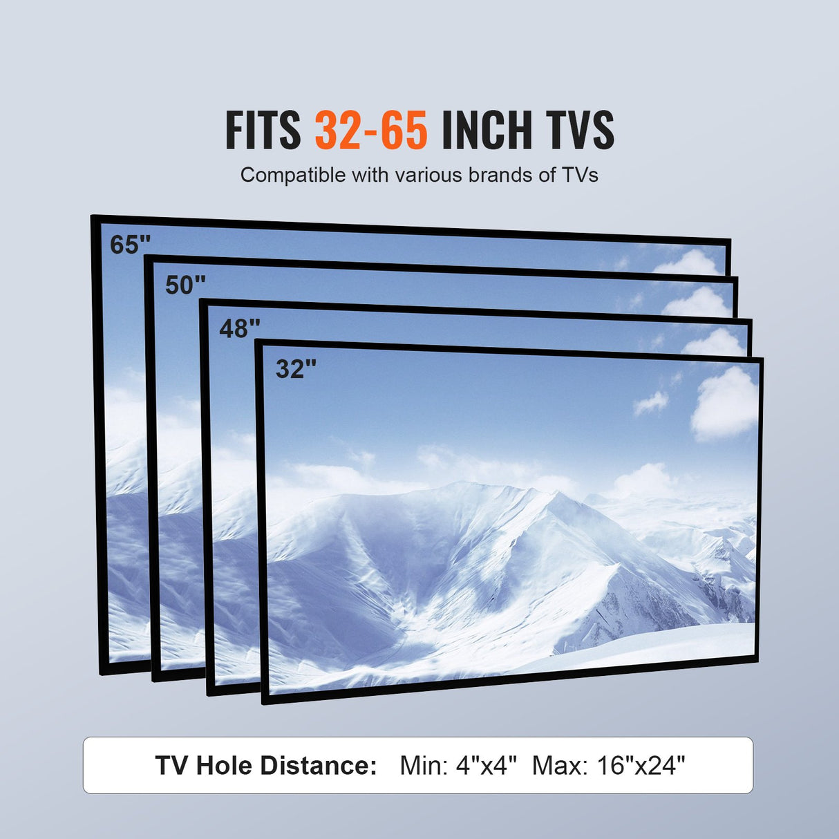 VEVOR TV Stand Mount Swivel Tall TV Stand for 32 to 65 inch TVs Height Adjustable Portable Floor TV Stand with Tempered Glass Base for Bedroom Living Room