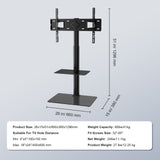 VEVOR TV Stand Mount Swivel Tall TV Stand for 32 to 65 inch TVs Height Adjustable Portable Floor TV Stand with Tempered Glass Base for Bedroom Living Room - Low Angle