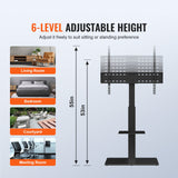 VEVOR TV Stand Mount Swivel Tall TV Stand for 32 to 85 inch TVs Height Adjustable Portable Floor TV Stand with Tempered Glass Base for Bedroom Living Room - Side View