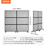 VEVOR Acoustic Room Divider Partition Panel Privacy Screen 2 Pack Light Gray - Close-Up Angle