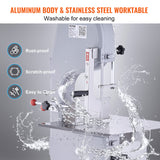 VEVOR 1500W Commercial Electric Meat Bandsaw Stainless Steel Bone Sawing Machine - 45-Degree Angle