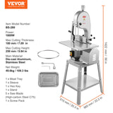 VEVOR 1800W Commercial Electric Meat Bandsaw Stainless Steel Bone Sawing Machine - Close-Up Angle