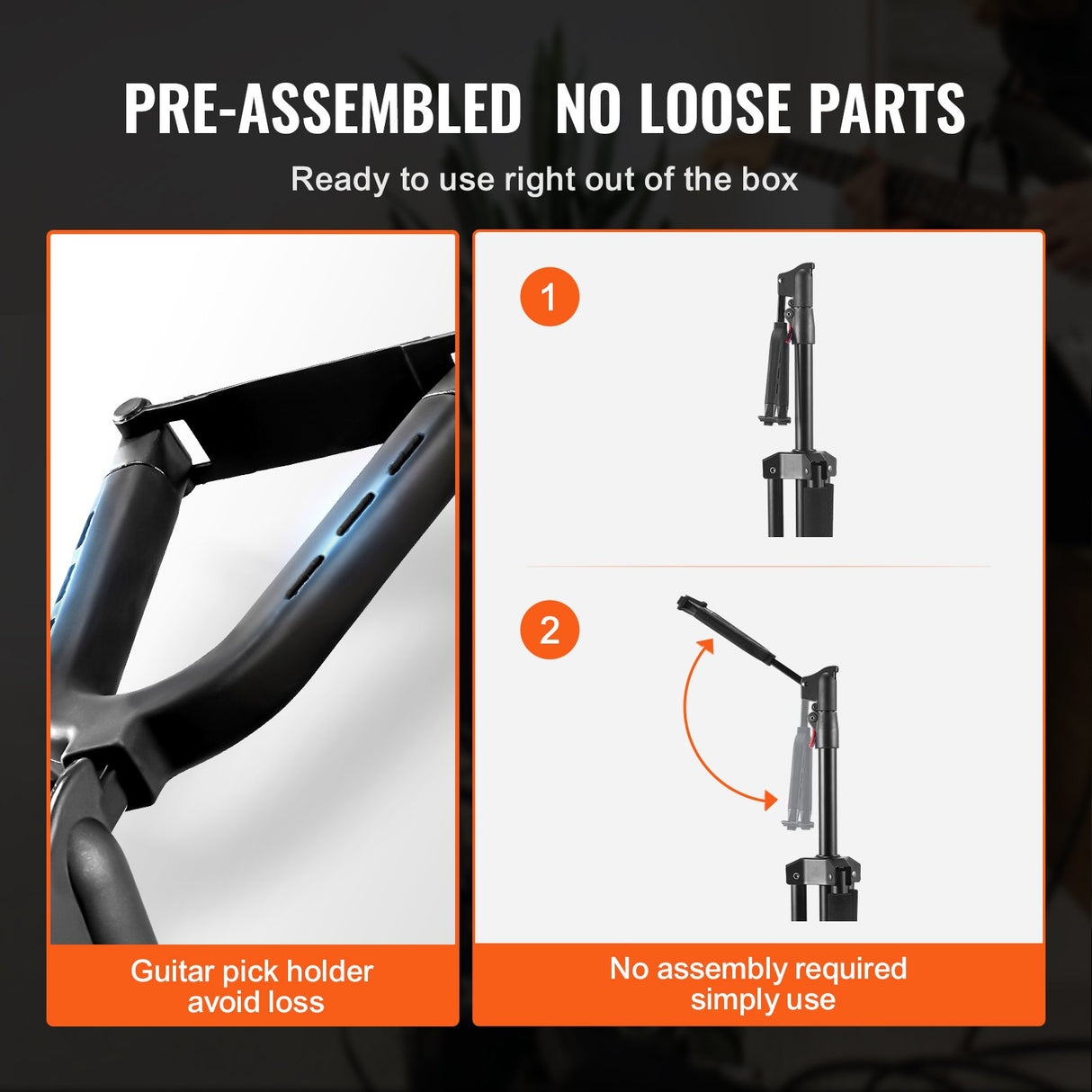 VEVOR_ripod Guitar Stand Floor-Standing Foldable 900-1200 mm Adjustable Height