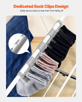 VEVOR 2-Tier Foldable Clothes Drying Rack with Sock Clips & 21 Drying Rods White - 45-Degree Angle