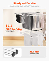 VEVOR 2-Tier Foldable Clothes Drying Rack with Sock Clips & 31 Drying Rods White - Side View