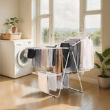 VEVOR 2-Tier Foldable Clothes Drying Rack with Sock Clips & 31 Drying Rods White - Low Angle