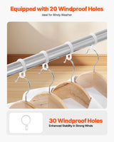 VEVOR 2-Tier Telescopic Clothes Drying Rack w/ 30 Windproof Holes & 2 Shoe Hooks - 45-Degree Angle