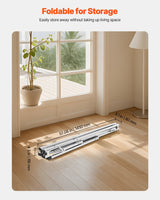 VEVOR 2-Tier Telescopic Clothes Drying Rack w/ 30 Windproof Holes & 2 Shoe Hooks - Rear View