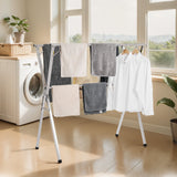 VEVOR 2-Tier Telescopic Clothes Drying Rack w/ 30 Windproof Holes & 2 Shoe Hooks - Low Angle
