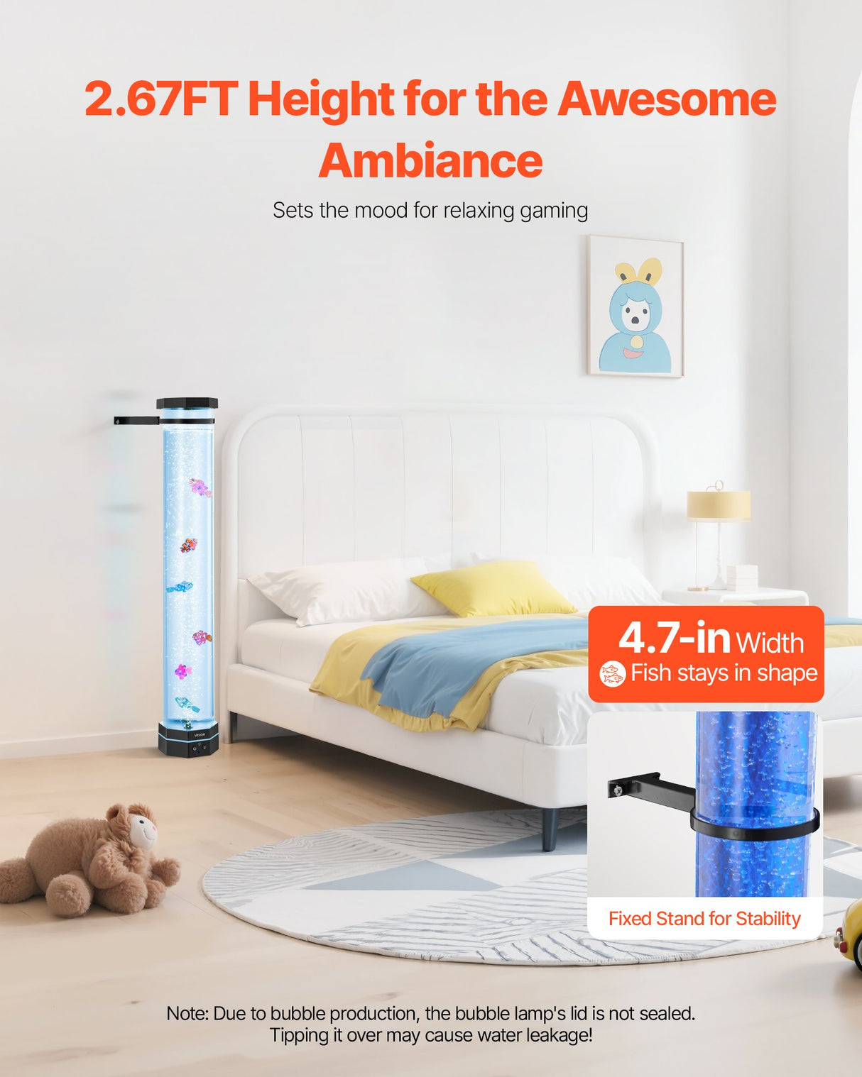 VEVOR Bubble Tube Lamp 16 Color 80 cm Sensory Aquarium Lamp for Relief Calming