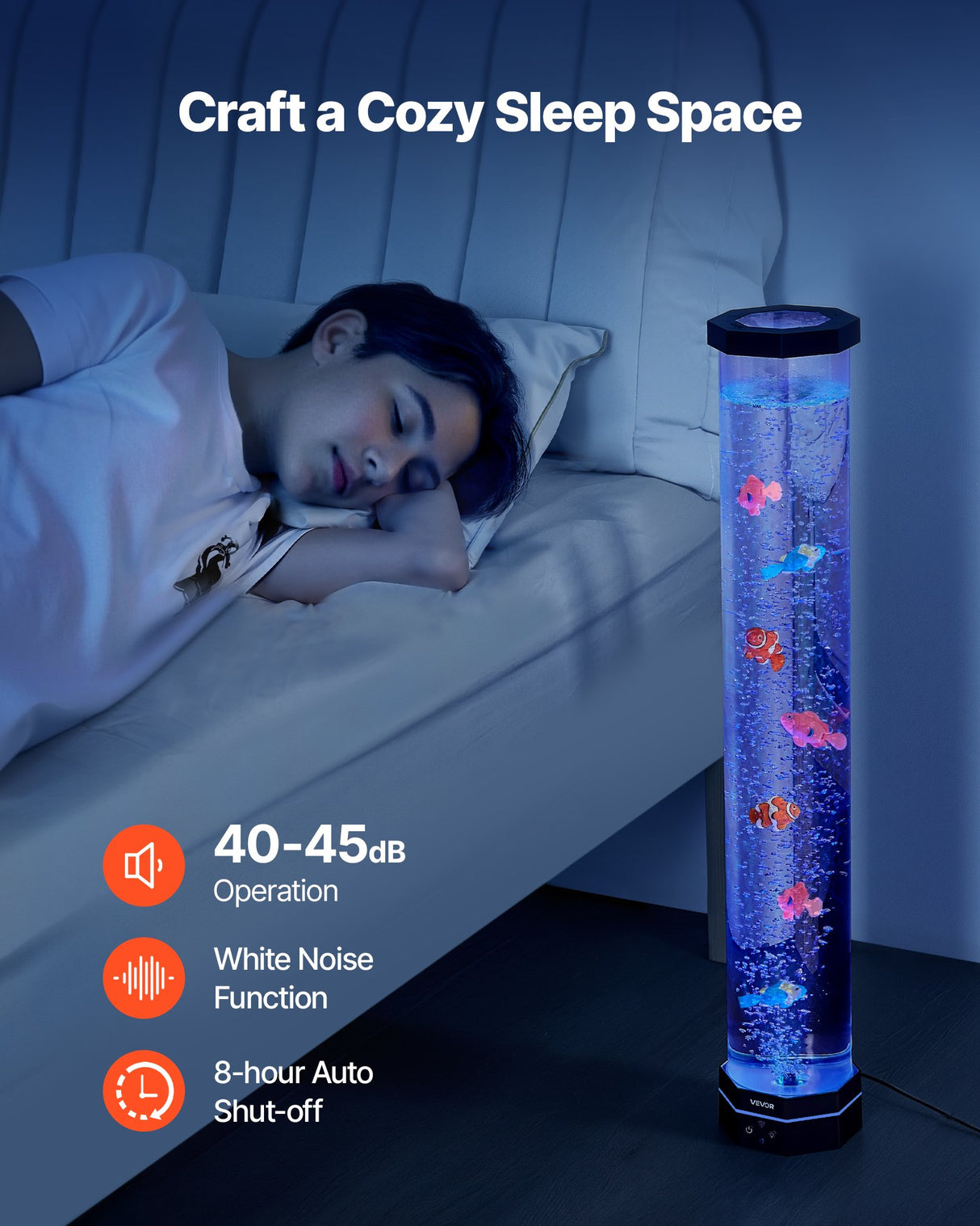 VEVOR Bubble Tube Lamp 16 Color 80 cm Sensory Aquarium Lamp for Relief Calming