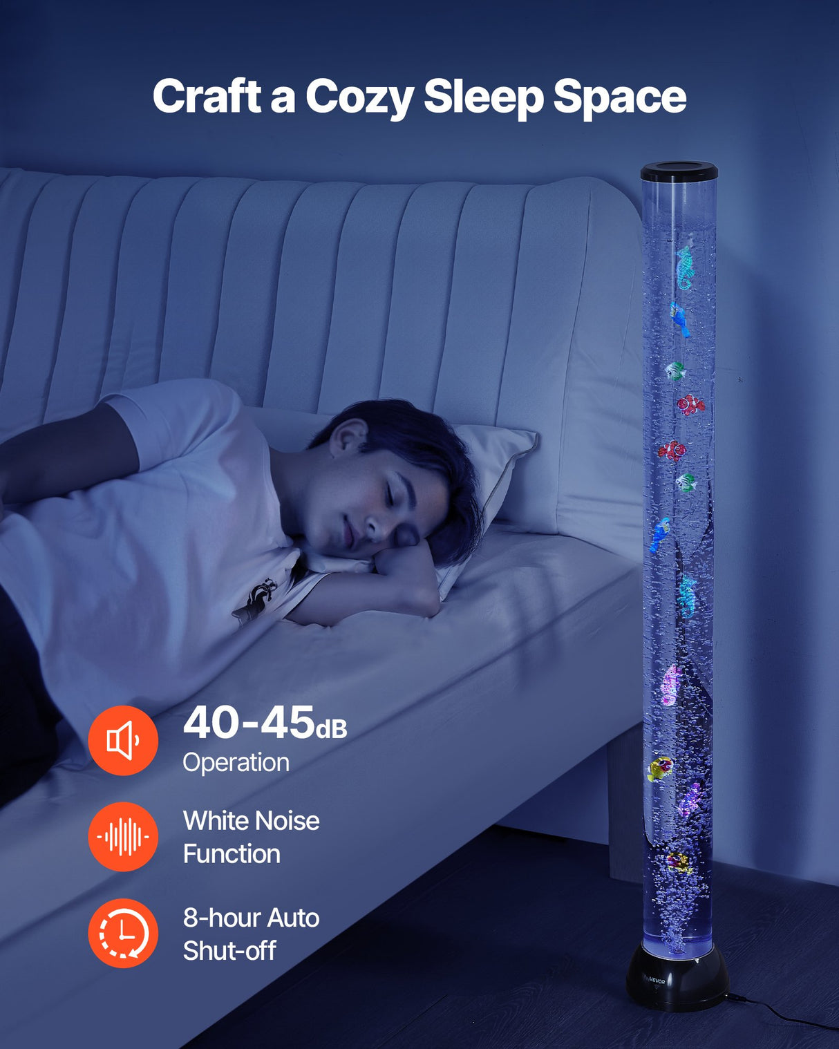 VEVOR Bubble Tube Lamp 16 Color 1.2 m Sensory Aquarium Lamp for Relief Calming